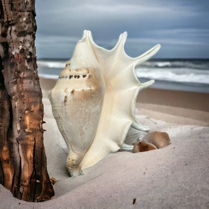 Large Conch Spiky Rare Seashell Decorative White Big Sea Shell Coastal Beach Home Decor Nautical Art Craft Fish Tank Aquarium Decoration