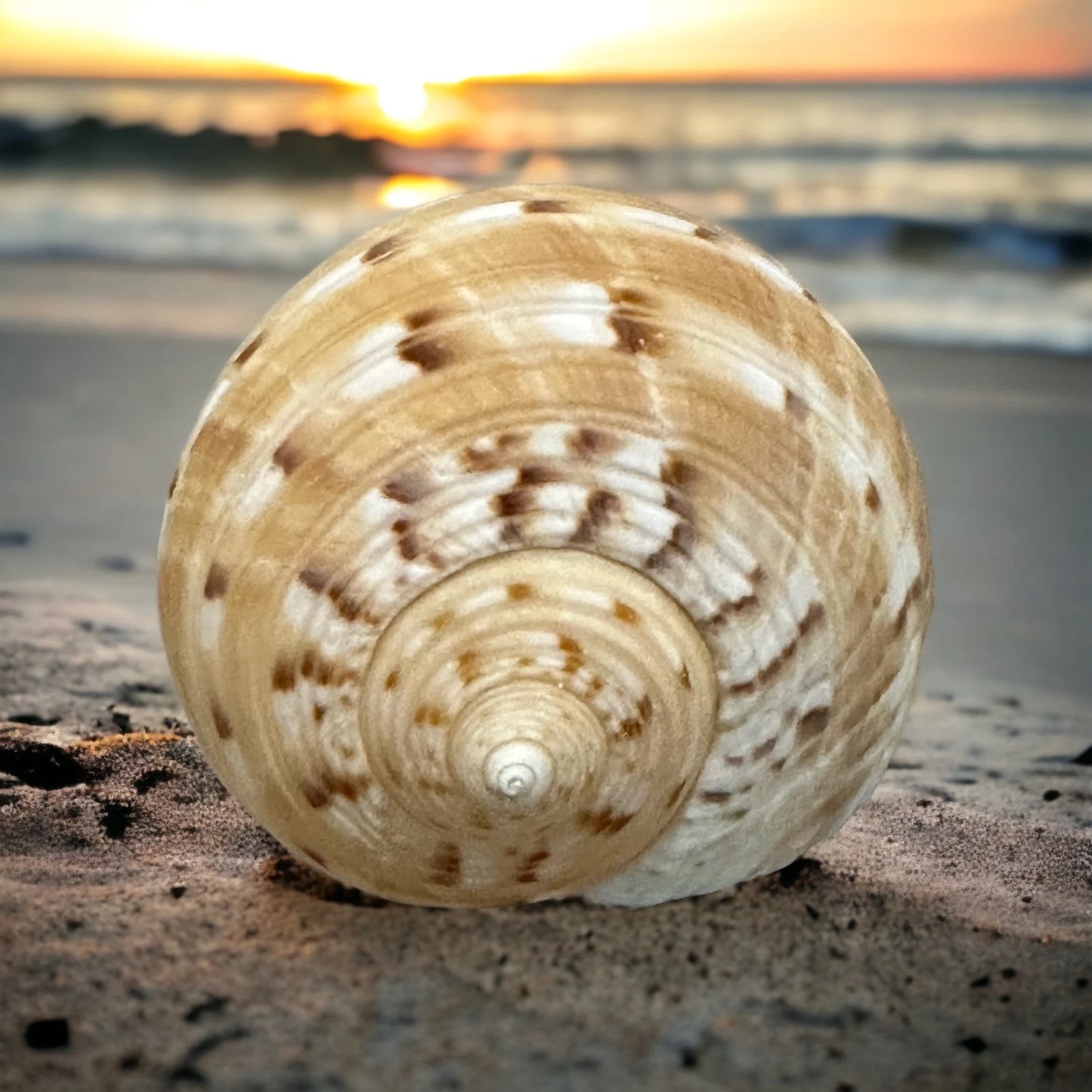 Large Conch Seashell Orange Round Brown Pattern Rare Natural Big Ocean Sea Shell Coastal Home Decor Nautical Centerpiece Beach House Aquarium Decoration