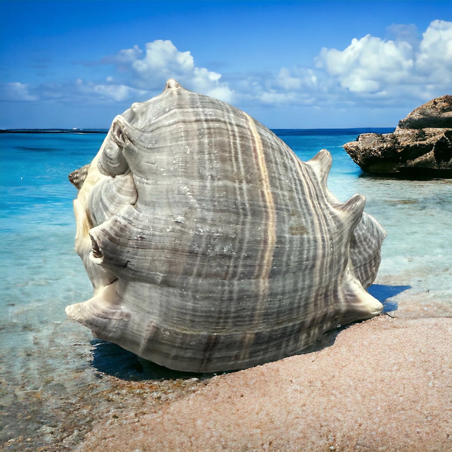 Large Conch Seashell Rare Gray White Natural Coastal Beach Home Decor Nautical Big Centerpiece Sea Shell Decoration Beach Collection Gift