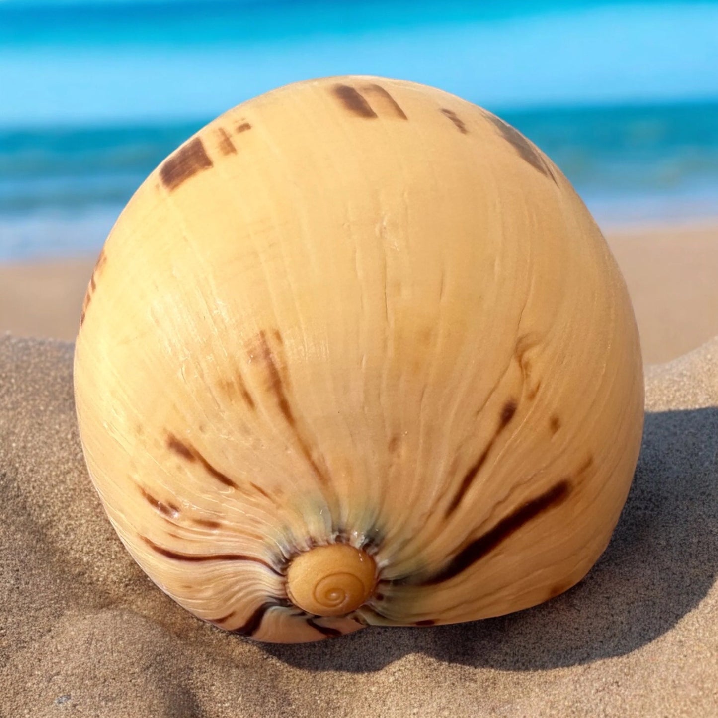 Large Conch Seashell Rare Orange Round Brown Pattern Natural Big Ocean Sea Shell Coastal Home Decor Nautical Centerpiece Display Beach House Aquarium Decoration