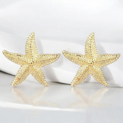 Gold Starfish Earrings Large Sea Star Statement Earrings Summer Jewelry Elegant Beach Swimwear Women Fashion Accessories