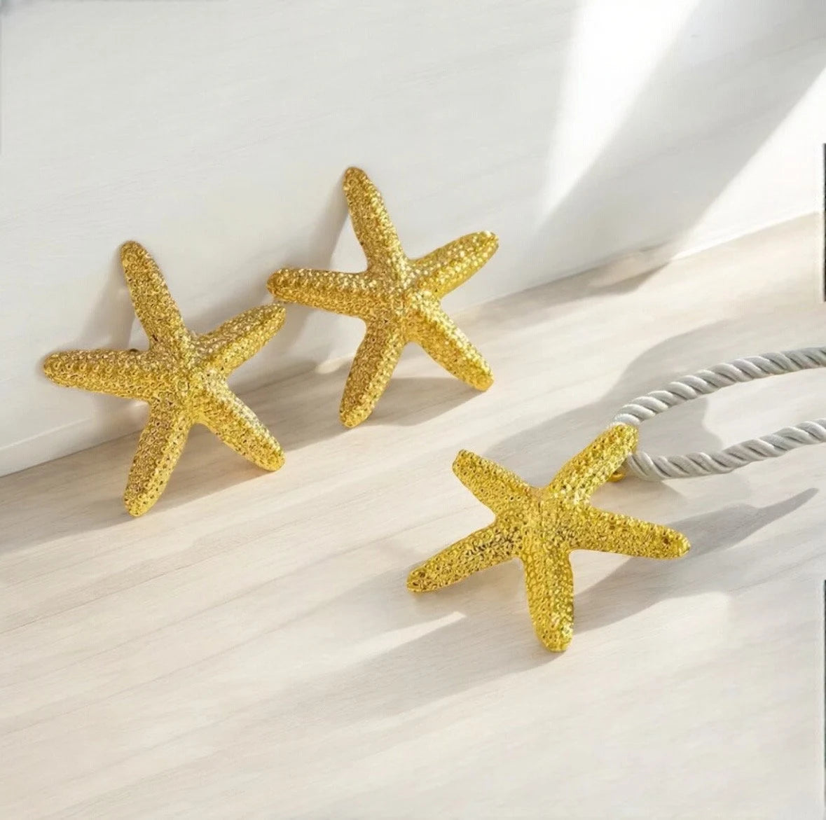 Set Of 2 - Gold Sea Star Necklace & Earrings Set Handmade Coastal Ocean Fashion Accessories Elegant Swimwear Women Accessory Beach Lovers Gift